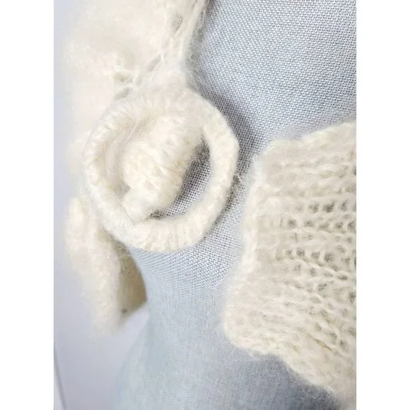 Vintage Mohair Stole, 1960s Bridal Shawl, Vintage Wrap Sweater - Picture 4 of 8